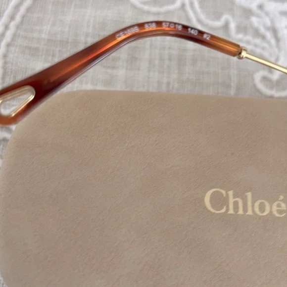 Chloe Gold Frame Sunglasses with Green Lenses - Picture 7 of 10